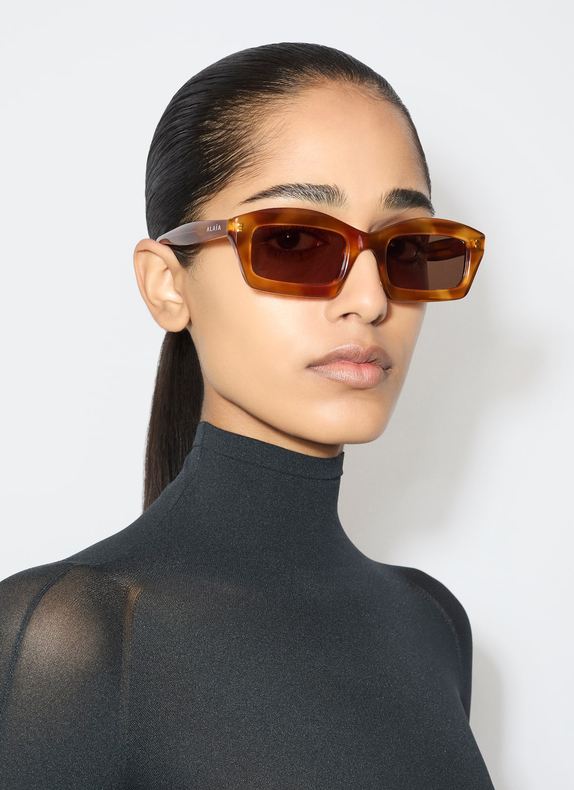 RECTANGULAR SUNGLASSES ALAÏA HAVANA YELLOW RECTANGULAR SUNGLASSES